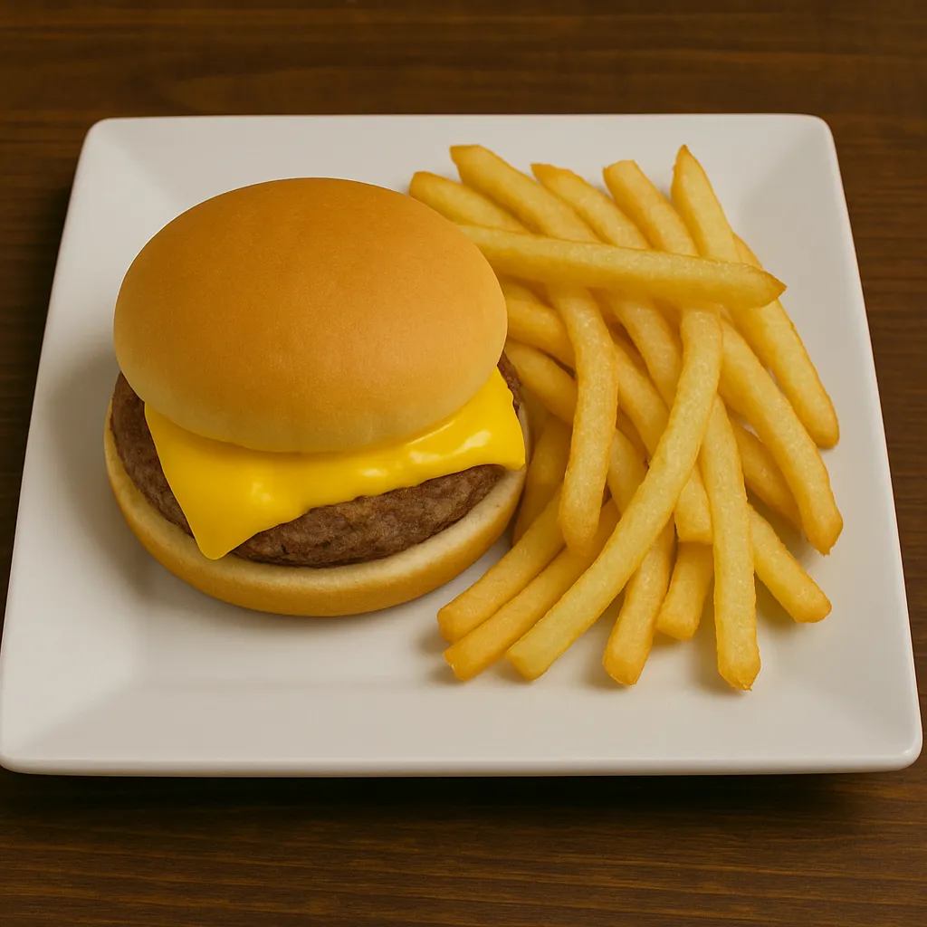 Kids cheeseburger at Vallarta’s Wesley Chapel served with crispy fries